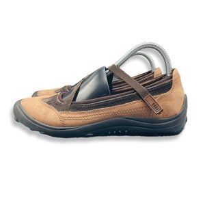 Lands End Mary Jane Shoes Slip On Brown SZ 9 Women Comfort Flat Walking Leather